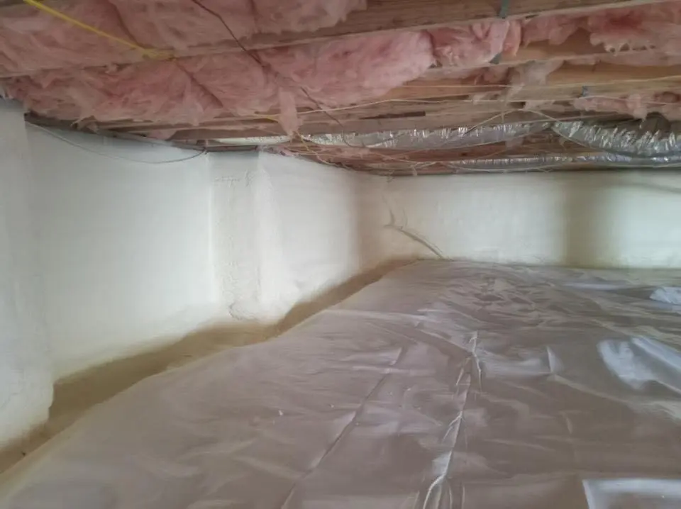 Crawl space encapsulation with closed-cell spray foam for Roof Waterproofing in Albion